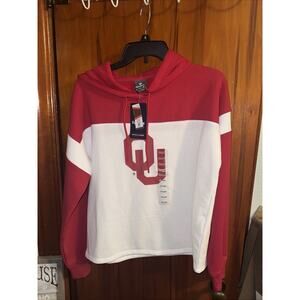 WOMENS UNIVERSITY Of Oklahoma OU Sooners White Crimson Fanatics Hoody Small New